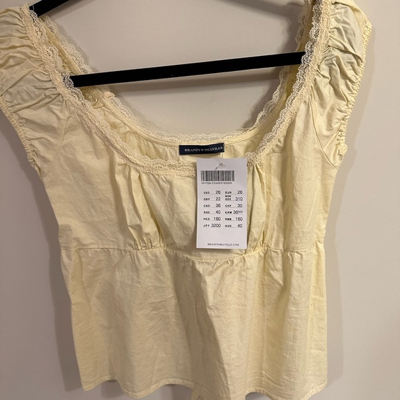 Brandy Melville Cream Lace Trim Blouse - Picture 3 of 3